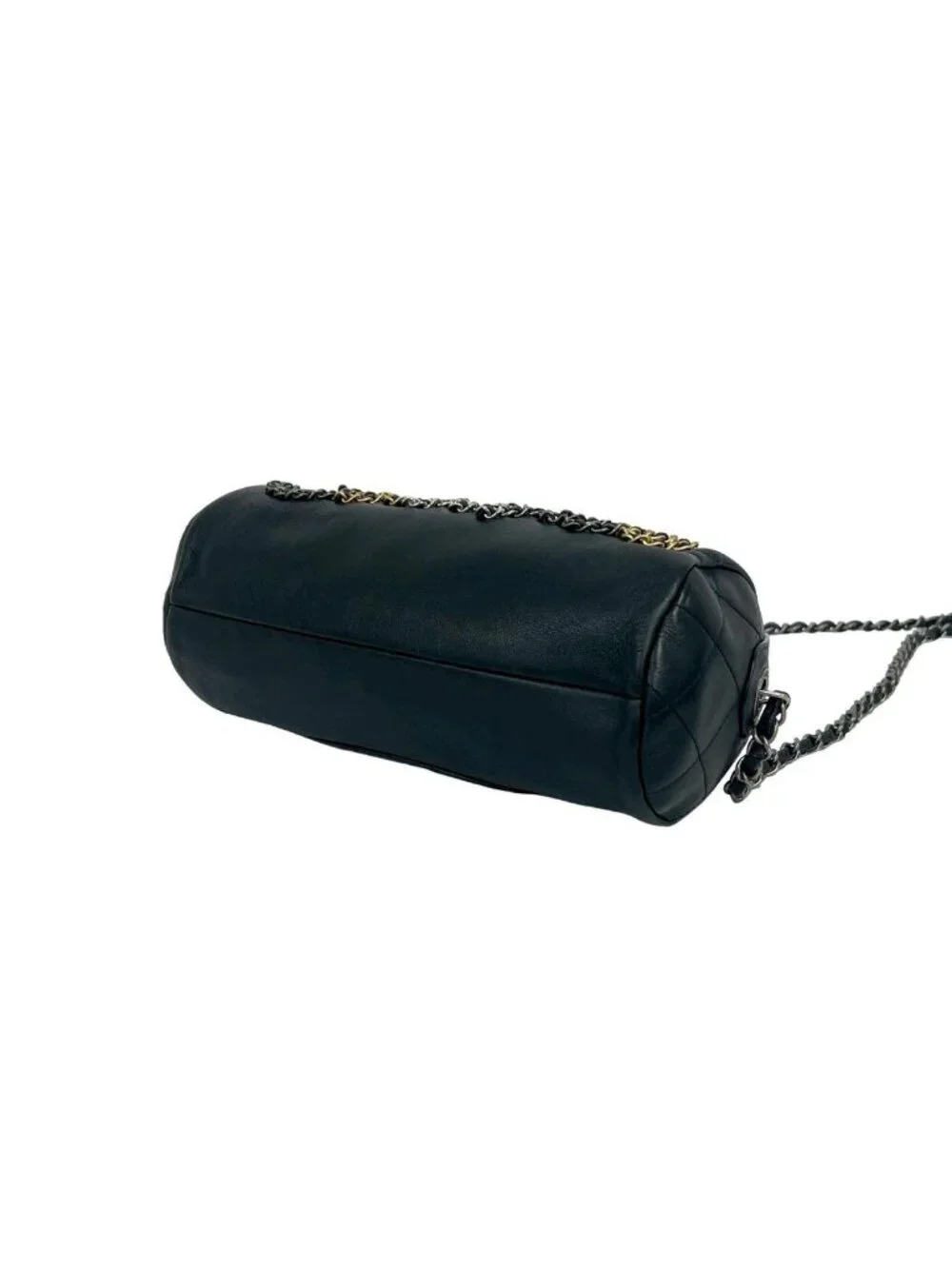 Chanel With Card Quilted Logo Chain Lambskin Leather Shoulder Bag Black